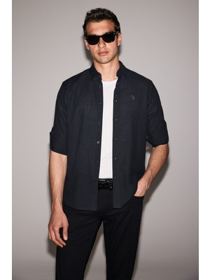U.S. Polo Assn. Erkek Siyah Uzun Kollu Basic Gömlek 50324660-VR046