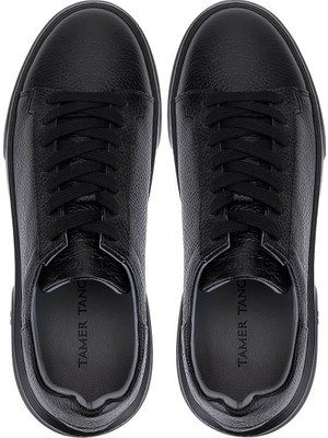 Tamer Tanca Erkek Hakiki Deri Siyah/siyah Sneakers & Spor Ayakkabı 1212 2501 Erk Ayk Y26 Syh Tbn/syh Fltr