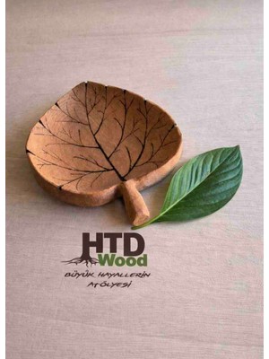 Htd Wood Ağaç Oyma Dekoratif Yaprak Biblo