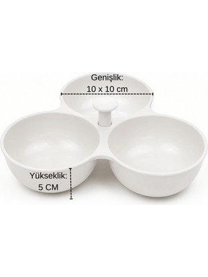 Beylini Üç Gözlü Çerezlik 15 cm Şık Sunum 360 Döndürülebilir Sunumluk Portatif Çerez Çok Amaçlı Kahvaltılık Seti