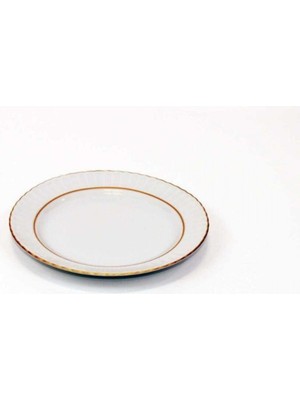 UltraMint Şık Porselen Sedef Yaldızlı 17 cm Tatlı Tabağı Takımı (6 Adet)