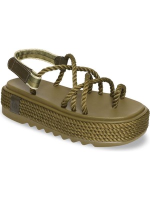 Bohonomad Ibiza Chunky Platform Kadın Sandalet - Haki