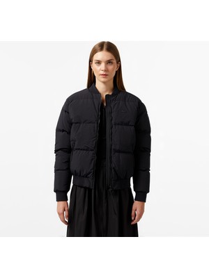 Lacoste Kadın Relaxed Fit Dik Yaka Siyah Mont