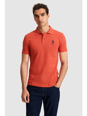 U.S. Polo Assn. Erkek Slim Fit Polo Yaka Kiremit Basic Tişört 50326920-VR031