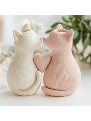 Dekoratif Hediyelik Kedi Saksıları-Vazoları 15CM