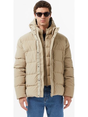 Lacoste Erkek Kapüşonlu Bej Mont