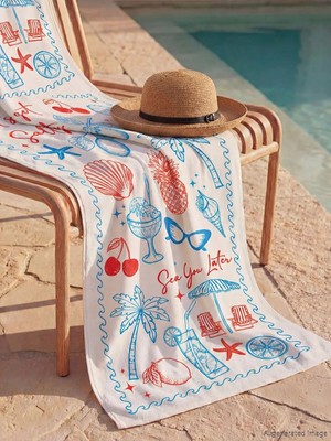 LC Waikiki Karışık Baskılı Kadın Plaj Havlusu 70X150 cm  (S6)