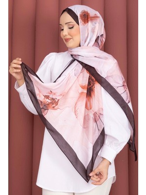 ECN Rose Desen Şal Serisi Kahve