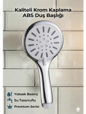 Plodna House Elvis Beyaz 5 Fonksiyonlu Büyük Boy Yüksek Basınçlı Duş Başlığı