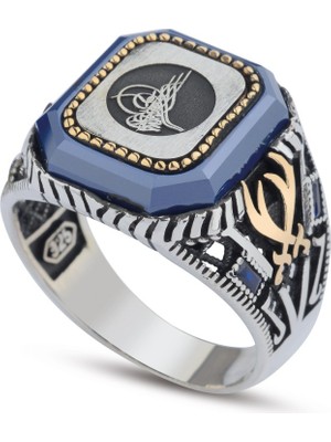 Innuendo Jewelry 925 Ayar Gümüş Osmanlı Tuğralı Zülfikar Işlemeli Erkek Yüzük