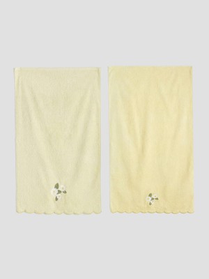 LC Waikiki Sarı Nakışlı Banyo Havlusu 2 Li 70X140 cm  (S6)