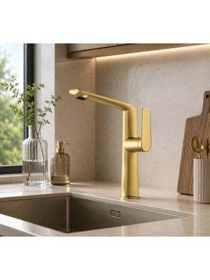 Fleko Gloria Gold Tall Lavabo Bataryası