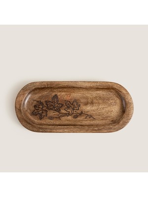 Chakra Foglia Ahşap Kayık Tabak 30X13X2.5 cm Natural