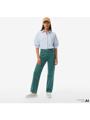 Lacoste Kadın Straight Fit Mavi Jean