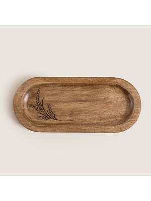 Chakra Spiga Ahşap Kayık Tabak 30x13x2.5cm Natural