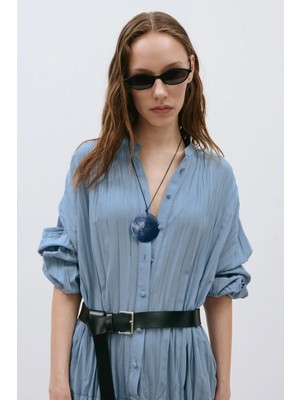 Suud Collection Lacivert Hola Sedef Kolye