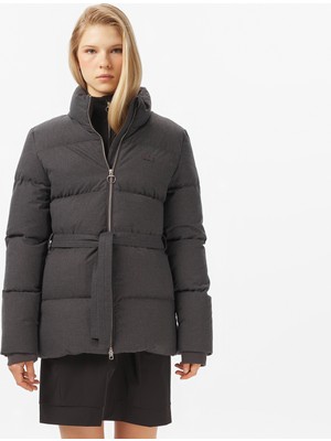 Lacoste Kadın Dik Yaka Koyu Gri Mont