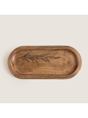 Chakra Spiga Ahşap Kayık Tabak 36x16.5x2.5cm Natural