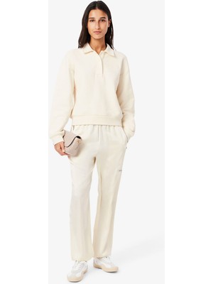 Lacoste Kadın Oversized Fit Krem Pantolon