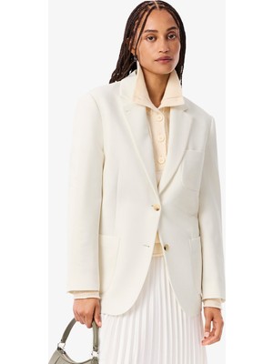 Lacoste Kadın Relaxed Fit Krem Blazer