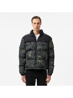 Lacoste Erkek Desenli Yeşil Şişme Mont