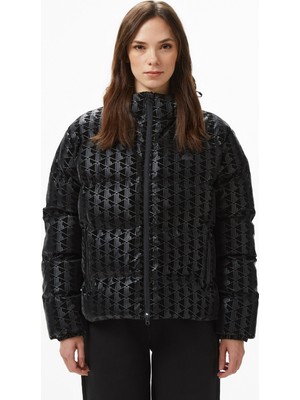 Lacoste Kadın Kapüşonlu Monogram Siyah Mont