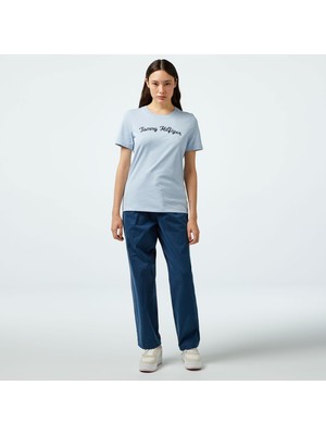 Tommy Hilfiger Relaxed Straight Pleated Kadın Lacivert Chino Pantolon