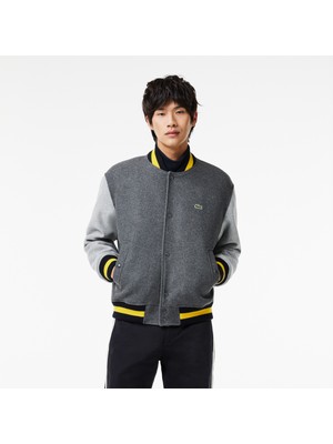 Lacoste Erkek Hakim Yaka Renk Bloklu Gri Mont