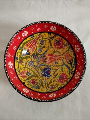 UltraMint El Emeği Çini Teşhip Sanatı 15 cm Kabartma Desenli Kase