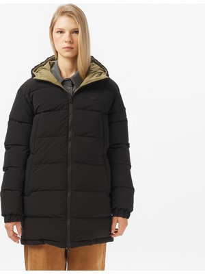 Lacoste Kadın Kapüşonlu Çift Taraflı Siyah Mont