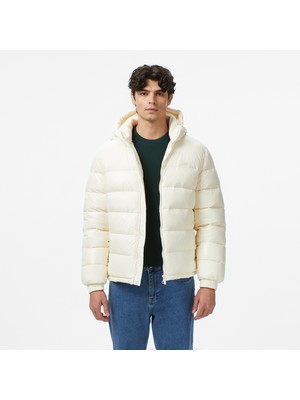 Lacoste Erkek Relaxed Fit Kapüşonlu Beyaz Mont