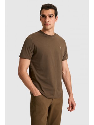 U.S. Polo Assn. Erkek Regular Fit Bisiklet Yaka Kahverengi Basic Tişört 50326953-VR029