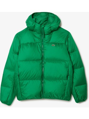 Lacoste Erkek Relaxed Fit Kapüşonlu Yeşil Şişme Mont