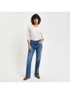 Gant Kadın Mavi Slim Fit Flare Jean Pantolon