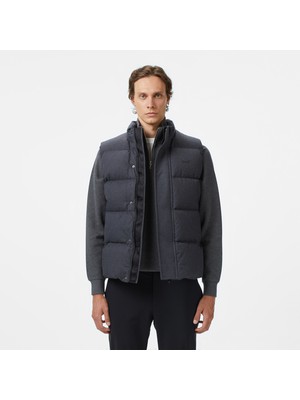 Lacoste Erkek Relaxed Fit Dik Yaka Koyu Gri Yelek