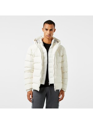 Lacoste Erkek Regular Fit Kapüşonlu Beyaz Şişme Mont