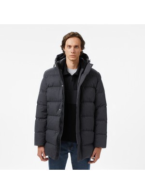 Lacoste Erkek Kapüşonlu Koyu Gri Mont