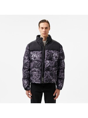 Lacoste Erkek Desenli Siyah Şişme Mont
