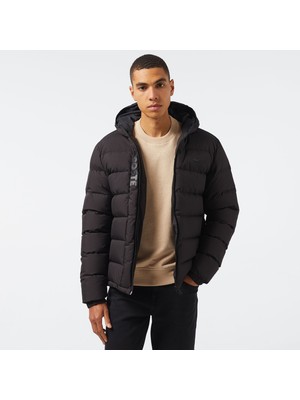Lacoste Erkek Regular Fit Kapüşonlu Siyah Şişme Mont