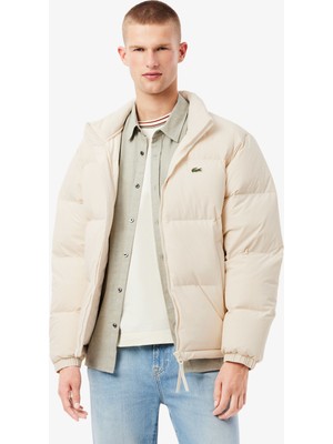 Lacoste Erkek Relaxed Fit Kapüşonlu Krem Mont