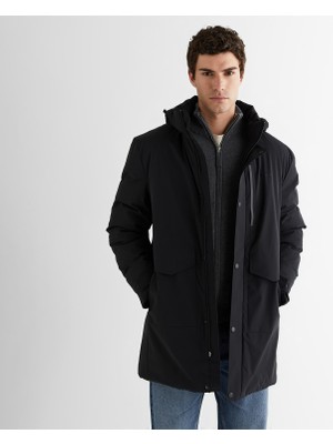 Gant Erkek Siyah Standart Fit Kapüşonlu Mont
