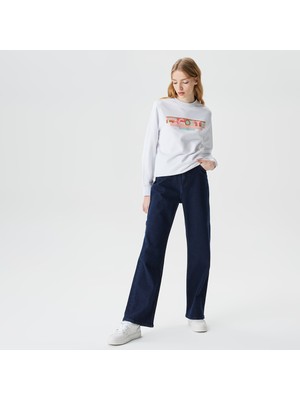 Lacoste Kadın Straight Fit Lacivert Jean Pantolon