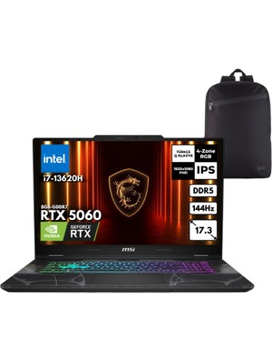 MSI Msı Cyborg 17 I7-13620H 40-Gbddr5 2 Tbssd RTX5060 (8gb-Gddr7) 17.3" Fhd 144Hz IPS Windows 10 Home + Qb Sırt Çantası B13WFKG-092XTRQB56
