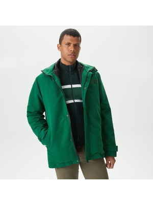 Lacoste Erkek Kapüşonlu Yeşil Çıkarılabilir Yelek Detaylı Mont