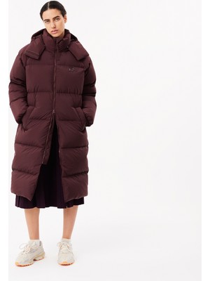Lacoste Kadın Oversize Fit Kapüşonlu Bordo Mont