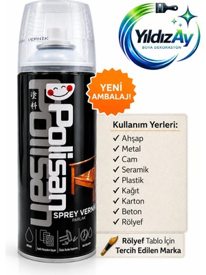 Polisan Parlak Vernik Sprey Akrilik Şeffaf 400 ml Modern Kullanım İçin Uygun