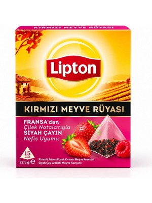 Lipton Kırmızı Meyve Rüyası Çilek Aromalı 15'li Piramit Poşet Çay