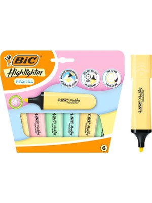 Bic Bıc Highlighter Flat Pastel Fosforlu Kalem Seti 6'lı