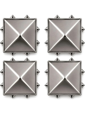 Hapshoe Süs Tırnaklı Gümüş Renk Çakma Kare Piramit 6 mm 20 Adet Metal Trok