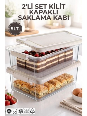 Nandy Home 2'li Set 5lt. Decobox Çok Amaçlı Saklama Kabı - Piknik Taşıma Seti - 5lt.